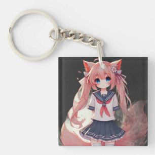 Anime cat girl keychain