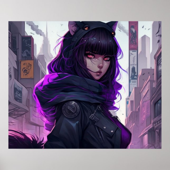 Anime Cat Girl Poster (Front)