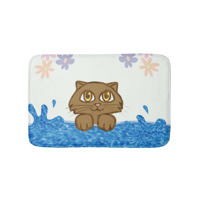 Anime Cat in Water Bath Mat (Front)