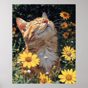 Anime Cat Poster - Cute Cat Illustration in Anime
