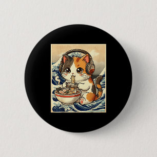 Anime Cat Ramen Gamer Japanese Art Retro Vintage C 2 Inch Round Button