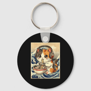 Anime Cat Ramen Gamer Japanese Art Retro Vintage C Keychain