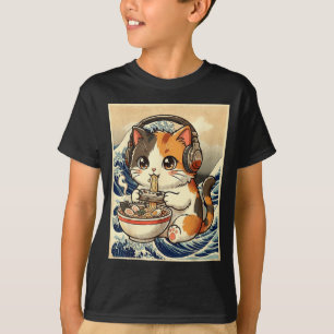 Anime Cat Ramen Gamer Japanese Art Retro Vintage C T-Shirt