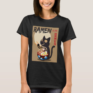 Anime Cat Ramen Instant Noodles Funny Japanese Cat T-Shirt