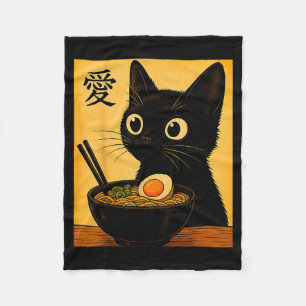 Anime Cat Ramen Japanese Funny Graphic Tees Kawaii Fleece Blanket