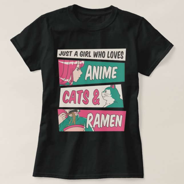 Anime Cats Ramen Tshirt-PR T-Shirt (Design Front)