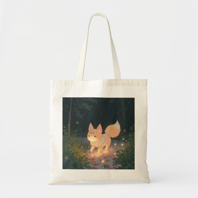 Anime Celestial Fox in a Starlit Forest Tote Bag (Front)