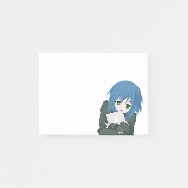 Anime Character Blue Hair Post-it Notes (Front)