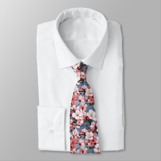 Anime Cherry Blossom Floral Tie (Tied)