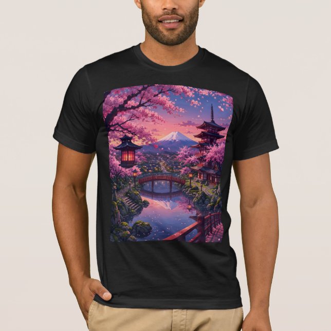 Anime Cherry Blossom Sakura T-Shirt  (Front)