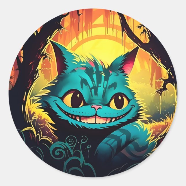 Anime Cheshire Cat Alice in Wonderland  Classic Round Sticker (Front)