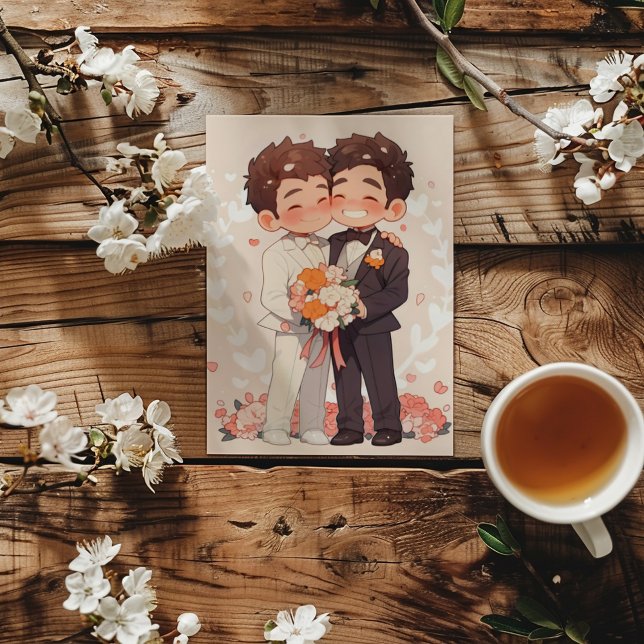 Anime Chibi Boys Gay Wedding Invitation (Creator Uploaded)