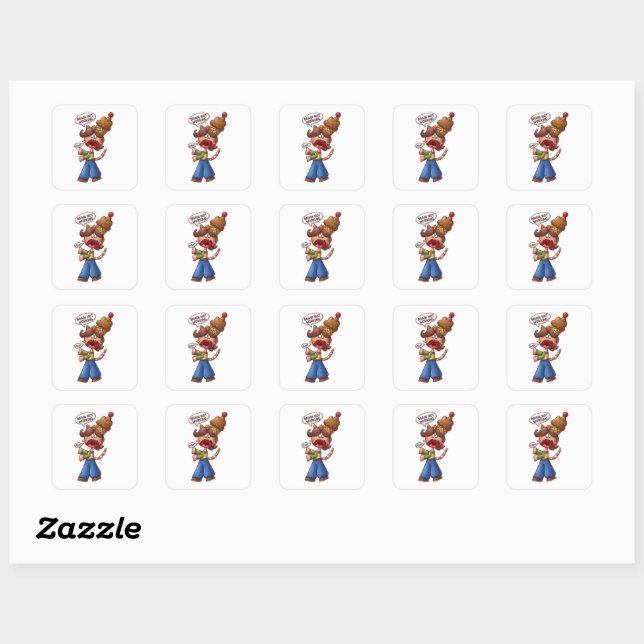 Anime Chibi Cat Girl Brain Not Working Cupcake Square Sticker (Sheet)