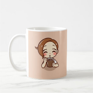 Anime Chibi girl with coffee Mug