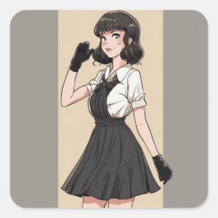 Anime Chic Little Black Dress Sticker - Timeless