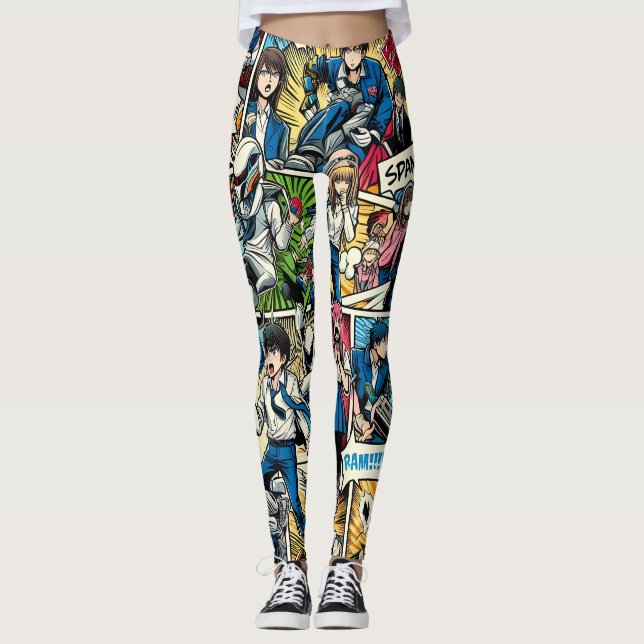 Anime Chic: Trendy Manga Style Leggings (Front)