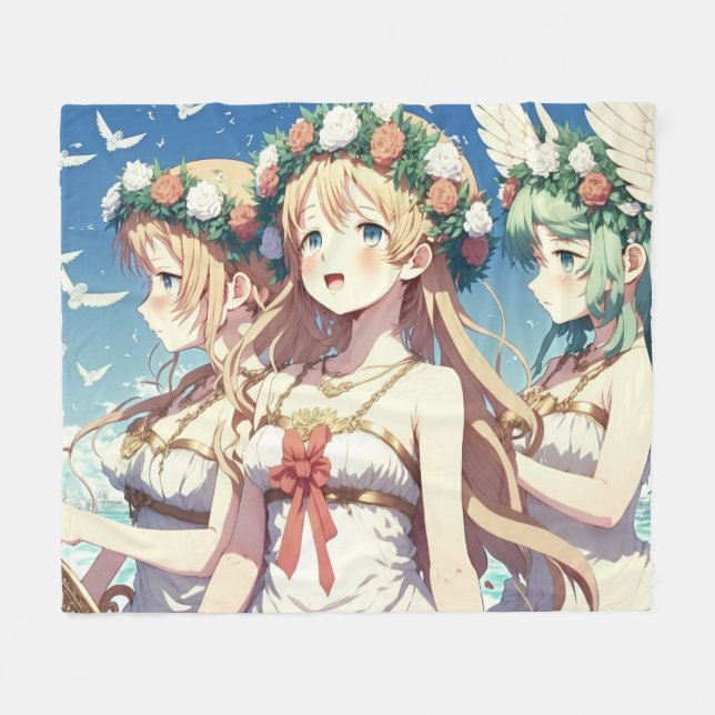 Anime Chor Fleece Blanket (Front (Horizontal))
