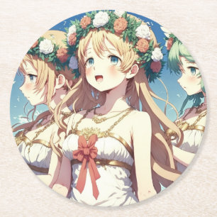 Anime Chor Round Paper Coaster