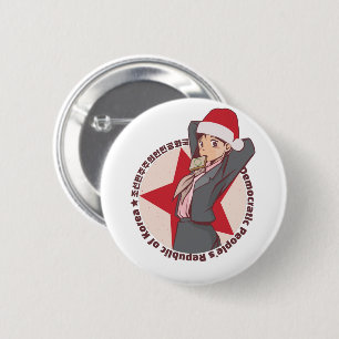 Anime Christmas Sweater- Cute Korean Girl Santa Ha 2 Inch Round Button