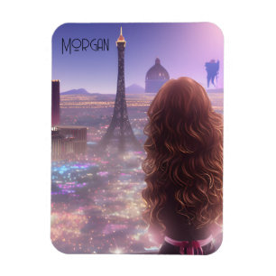 Anime City Girl Day Dreaming Overlooking Skyline   Magnet