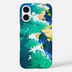 Anime Coastal Cliffs in Summer iPhone 16 Case
