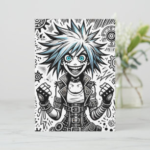 anime comic cheerful art original blu_eyes black_a save the date