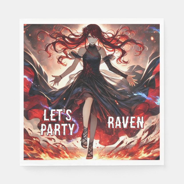 Anime Command the Flames, Embrace the Storm Custom Napkin (Front)