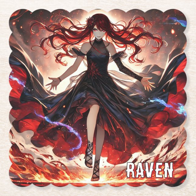 Anime Command the Flames, Embrace the Storm Custom Paper Coaster (Front)