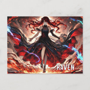 Anime Command the Flames, Embrace the Storm Custom Postcard