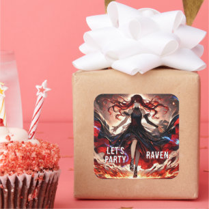 Anime Command the Flames, Embrace the Storm Custom Square Sticker