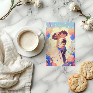 Anime Couple Colourful Wedding Invitation