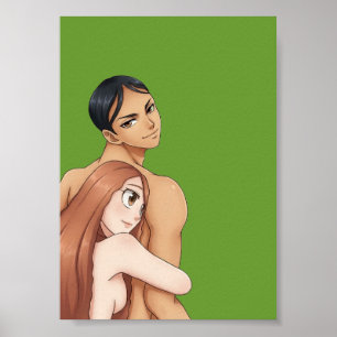 Anime Couple Digital Illustration Art Print