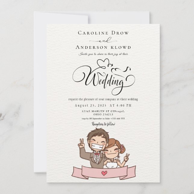 Anime Couple Wedding Invitation (Front)