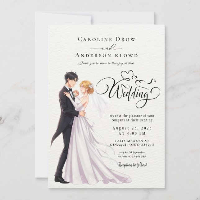 Anime Couple Wedding Invitation (Front)