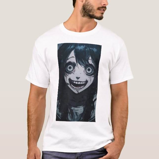 Anime Crazy Girl Psycho Crazy Face T-Shirt (Front)