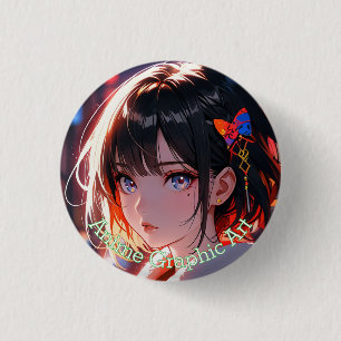 anime cute girl design 1 inch round button