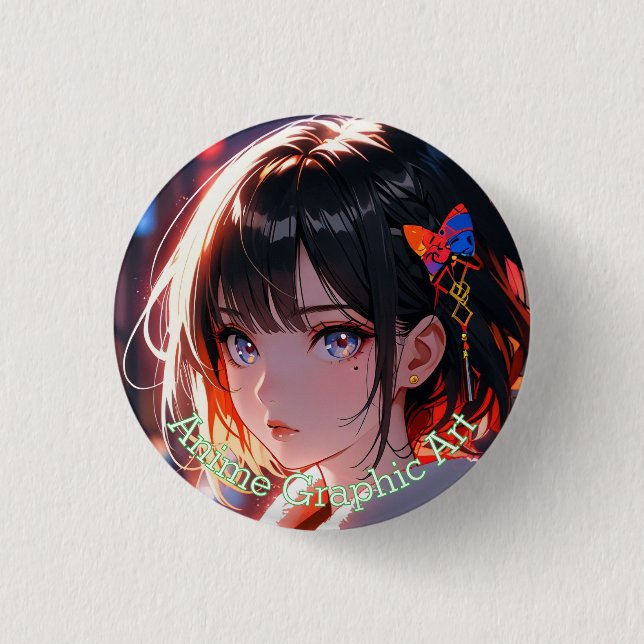 anime cute girl design 1 inch round button (Front)