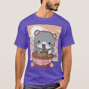 Anime Cute Ramen Cat Japanese Kawaii Korean Manga T-Shirt