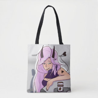 Anime Demon Girl Character Tote Bag