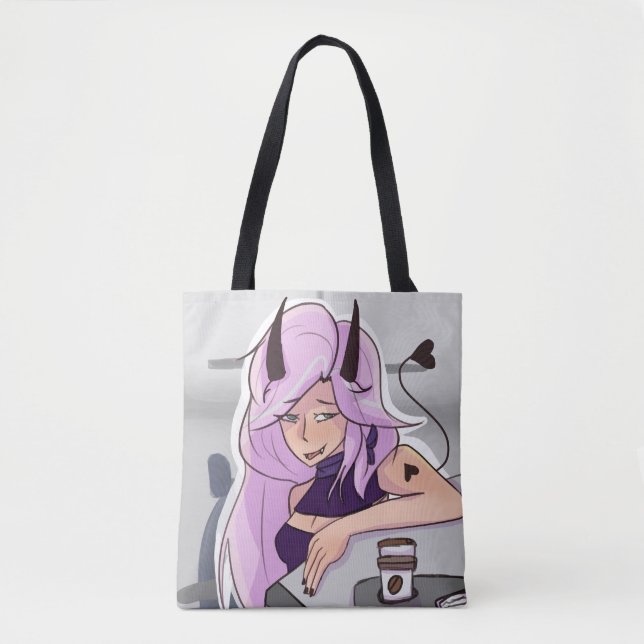 Anime Demon Girl Character Tote Bag (Front)