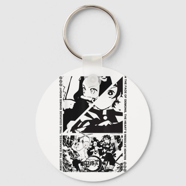Anime Demon Slayer Characters Dynamic Scene _1  Keychain (Front)