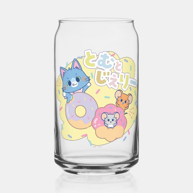Anime Doughnut Delights with Tom, Jerry, and Tuffy Can Glass (Front)