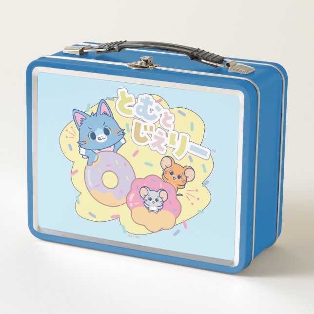 Anime Doughnut Delights with Tom, Jerry, and Tuffy Metal Lunch Box (Front)