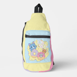 Anime Doughnut Delights with Tom, Jerry, and Tuffy Sling Bag