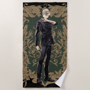 Anime Draco Malfoy Ornate Frame Beach Towel