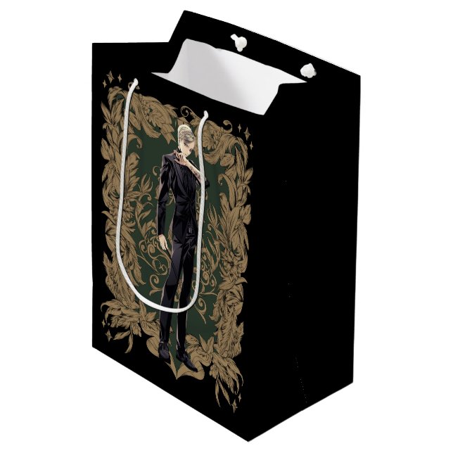 Anime Draco Malfoy Ornate Frame Medium Gift Bag (Front Angled)