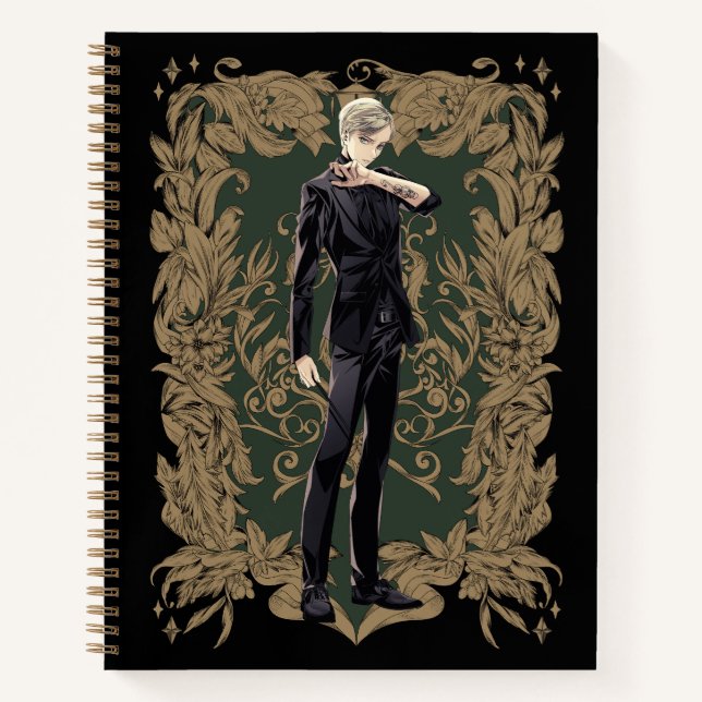 Anime Draco Malfoy Ornate Frame Notebook (Front)