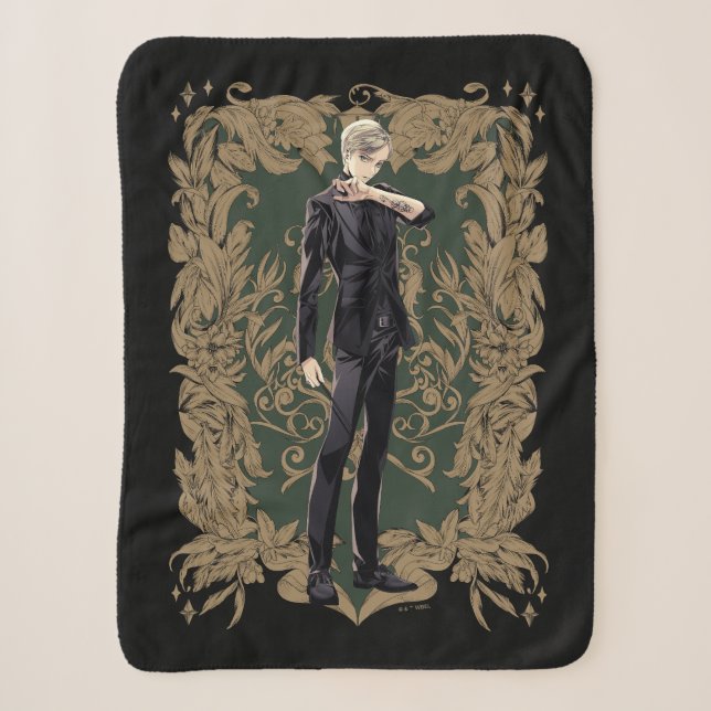 Anime Draco Malfoy Ornate Frame Sherpa Blanket (Front)