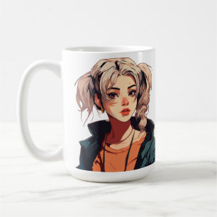 Anime Dream: Beige-Haired Beauty Coffee Mug