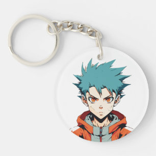 Anime Dreams: Green-Haired Manga Anime Boy Keychain